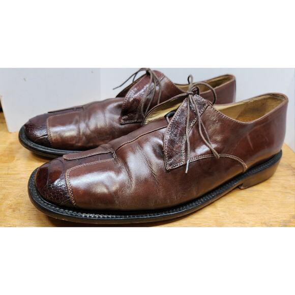 VTG Belvedere Florence Italy Men Hand Made Size 10M Brown Genuine Ostrich